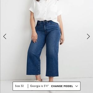 Madewell slim wide-leg Jeans In crownridge wash, raw edge edition in size 36p